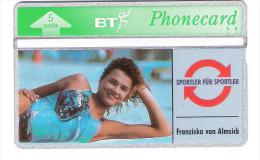 UK - Great Britain - BT - Franziska Van Almsick -Swimming -  5 Units - Mint - Limited Edition - 327C - BT Edición Extranjera