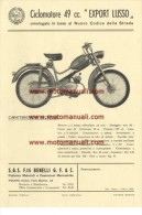 Benelli 49 EXPORT LUSSO 1960 Depliant Originale Genuine Factory Brochure Prospekt - Moto