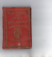 PLAN COMMODE DE PARIS  Rues & Monuments/Autobus & Tramways/ Métropolitain   A. LECONTE Editeur - Europa