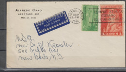 O) 1946 CARIBE, STAMP BUY CUBAN SUGAR, PLANE, I SPY THE FIFTH COMMUNE, COVER TO UNITED STATES, XF - Luchtpost