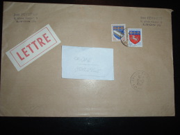 LETTRE TP SAINT-LO 0,20F + TROYES 0,10F OBL. 15-12-1968 LYON RP DEPART (69 RHONE) - 1941-66 Coat Of Arms And Heraldry