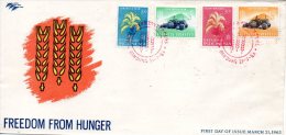 INDONESIE. N°326-9 De 1963 Sur Enveloppe 1er Jour (FDC). Campagne Mondiale Contre La Faim/Tracteur. - Contra El Hambre