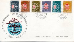 INDONESIE. N°193-8 De 1959 Sur Enveloppe 1er Jour (FDC). Jamboree à Manille. - Briefe U. Dokumente