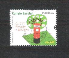 Portugal 2013-Correo Escolar -1 Sello Usado Con Falta De 2 Dientes Parte Superior - Usati