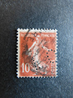 FRANCE F N° 138 Semeuse FO 74 Indice 3 Perforé Perforés Perfins Perfin Tres Bien ! - Used Stamps