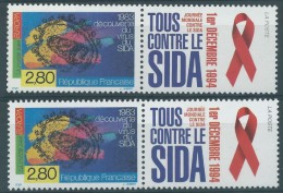 Variété : N° 2916 Tous Contre Le Sida Légende LA POSTE Déplacée  + Normal ** - Unused Stamps