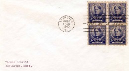 FDC Brief USA 1940 - 4x5C 4er Block Frances E.Willard, Stempel Evanston 1940 - 1851-1940