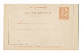 Entier Postal Carte Lettre Mouchon 15c Orange - Kaartbrieven