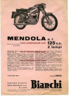Bianchi MENDOLA 125 GT 1961 Moto Depliant Originale Genuine Motorcycle Factory Brochure Prospekt - Motos