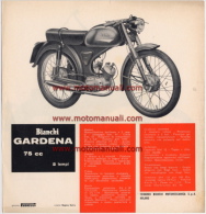 Bianchi GARDENA 75 1963 Moto Depliant Originale Genuine Motorcycle Factory Brochure Prospekt - Motor Bikes
