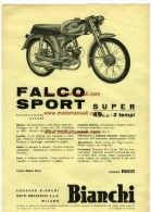 Bianchi FALCO SPORT SUPER 50 1961 Moto Depliant Originale Genuine Motorcycle Factory Brochure Prospekt - Motorräder