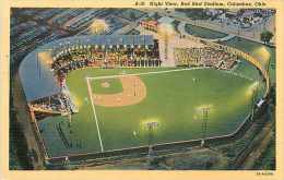 225301-Ohio, Columbus, Red Bird Stadium, Night View, Linen Postcard, Curteich No 7A-H3260 - Baseball