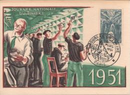 FRANCE  879 FDC Premier Jour Journée Du Timbre 1951 PARIS (CV 170 €) Varitété De Teinte - Briefe U. Dokumente