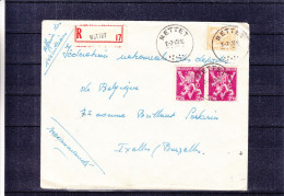 Lion Héraldique - V De Londres - Belgique - Lettre Recommandée De 1949 ° - Oblitération Mettet - Covers & Documents