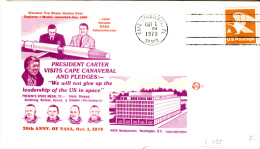 SPACE -   USA - 1978 -  SHUTTLE PRESIDENT CARTER VISIT   COVER WITH  CAPE CANAVERAL   POSTMARK - United States