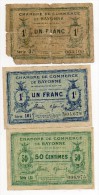 64 - Bayonne- 2 Billets De 1 Francs Et 1 Billet De 50 Centimes 1924 - Cámara De Comercio