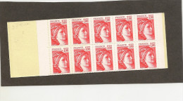 France Carnet Sabine 1 Franc Rouge Ref 1972 C3 A(20timbres Gomme Mate ) Conf 8 , Ouvert - Otros & Sin Clasificación