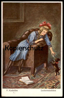 ALTE KÜNSTLER POSTKARTE F. KASKELINE LECKERMÄULCHEN HUND KIND Enfant Girl Jeune Fille Child Dog Chien Humor Humour Buch - Cartes Humoristiques