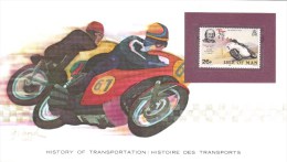 Mike Hailwood - Isle Of Man TT Races  -  History Of Transportation Display Card With Mint IOM Stamp - Motorfietsen