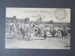 Delcampe - Postcard 1912 Un Voyage A Rabat - Mariage Indigene. Casablanca Militärpost / Troupes Debarquees Au Maroc. Einheimische - Casablanca
