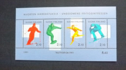 Finnland 1152/5 Block 8 **/mnh, Jugendhobbys - Alpinskifahren - Blocs-feuillets