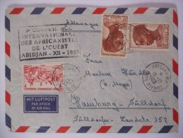 Cote D Ivoire Lettre D Abidjan 1953 Pour Hamburg , Cachet 5 Conferance International Des Africanistes - Covers & Documents