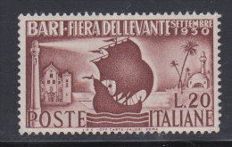 Italia - Italy  1950 - Fiera Del Levante ** - 1946-60: Nuevos
