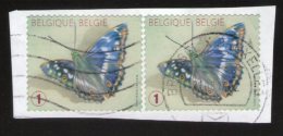 Belgique Lot 2 Oblitérés Used Stamp Papillons De La Boîte Papilio Sur Fragment - Gebraucht