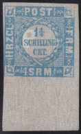 1 1/4 Shillinge Ultramarin - Schleswig Holstein Nr. 6 Mit Breitem Unterrand - Kabinett - Tief Geprüft BPP - Schleswig-Holstein