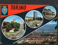 J265 Torino, Vedute Views Con Auto Cars Voitures, Bus Autobus - Annullo Torino 1970 - Panoramic Views