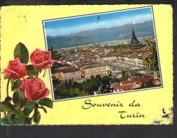 J266 Torino, Vedute Views Con Fiori, Fleurs Flowers - Marcofilia ( Marcophilia ) Targa Storia Postale 1971 - Panoramic Views