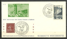 ANDORRA- 25 ANNIVERSAIRE DE LA POSTE FRANCAISE ANDORRA 1931-1956 SELLOS Nº 138 ( C.CARTAS. C.10.14) - Cartas & Documentos