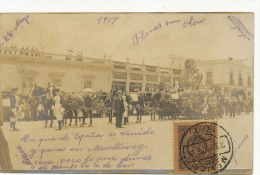 Real Photo Mexico 28 De Mayo 1907 Fiesta Con Carrosas De 6 Caballos A Monterrey - Mexique