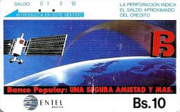 BOLIVIA 10 B SATELLITE EARTH SPACE BANK AD TAMURA BOL-TE-21 USED READ DESCRIPTION !! - Bolivië