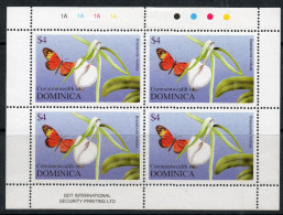 Dominica 2004 - $4 Orchid & Butterfly In Sheetlet Of 4 Plate 1A As SG3354 - MNH Cat £16 SG2015 - See Desscription Below - Dominique (1978-...)