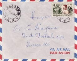 BANGASSOU OUBANGUI AFRIQUE ANCIENNE COLONIE FRANÇAISE LETTRE PAR AVION POUR LA FRANCE MARSEILLE TIMBRE CAD MARCOPHILIE - Covers & Documents