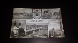 C-17382 CARTOLINA LINZ A.D. DONAU - VARIE VEDUTE - BATTELLO TRAM PIAZZA CHIESA PONTI - Linz