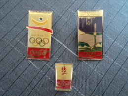 LOT DE 3 PIN'S  MUNICH 1972/ BARCELONA 1992/ALBERVILLE 1992 - Coca-Cola