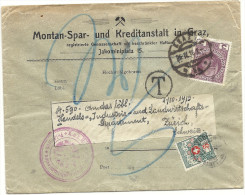 1916 5 Rp. Portomarke Auf Zensurbrief Oesterreich - Postage Due