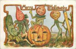 225543-Halloween, Whitney No WNY10-4, Vegetable Head People With A Jack O Lantern, Anthropomorphic - Halloween