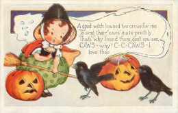 225545-Halloween, Whitney No WNY06-4, Young Girl Witch Talking To Black Crows - Halloween