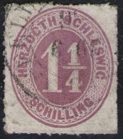 Christiansfeld 30/9 66 Auf 1 1/4 Shillinge Lila - Schleswig Holstein Nr. 14 - Pracht - Schleswig-Holstein