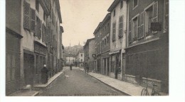 CPA-01-1914-MONTLUEL-GRANDE RUE-PERSONNAGES-UN CHIEN-1 BOULANGERIE A GAUCHE-L'AIN ILLUSTRE- - Montluel