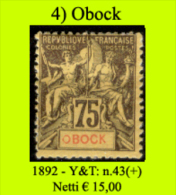 Obock-004 - 1892 - Y&T: N. 43 (+) Hinged - Privo Di Difetti Occulti - - Nuevos