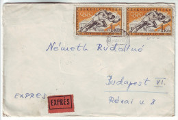 Express Letter To Hungary With 1960 Olympic Stamps And Telegraph And Telephone Exchange Bratislava Cancel - Lettres & Documents