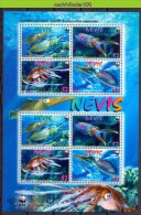 Nbx448MSb WWF FAUNA ´VISSEN FISH FISCHE´ INKTVIS CARIBBEAN REEF SQUID KARIBISCHER RIFFKALAMAR NEVIS 2009 PF/MNH - Colecciones & Series