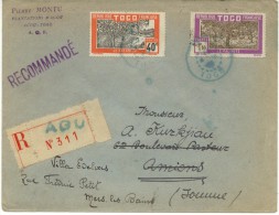 N°134+157 Sur Lettre Rec.d'Agou (cachet Bleu) Datée De 1929 Pour Amiens - Cartas & Documentos