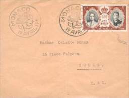 MONACO LETTRE MARIAGE PRINCIER 19/04/1956 TB - Covers & Documents