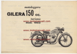 GILERA 150 TURISMO 1953 Moto Depliant Originale Genuine Brochure Prospekt - Motor Bikes