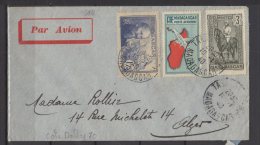 Madagascar - N° 204 , 221 Et Pa 5 Obli/sur Lettre Pour Alger  -1940 - Covers & Documents